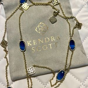 Kendra Scott Gold Long Necklace in Bright Blue
